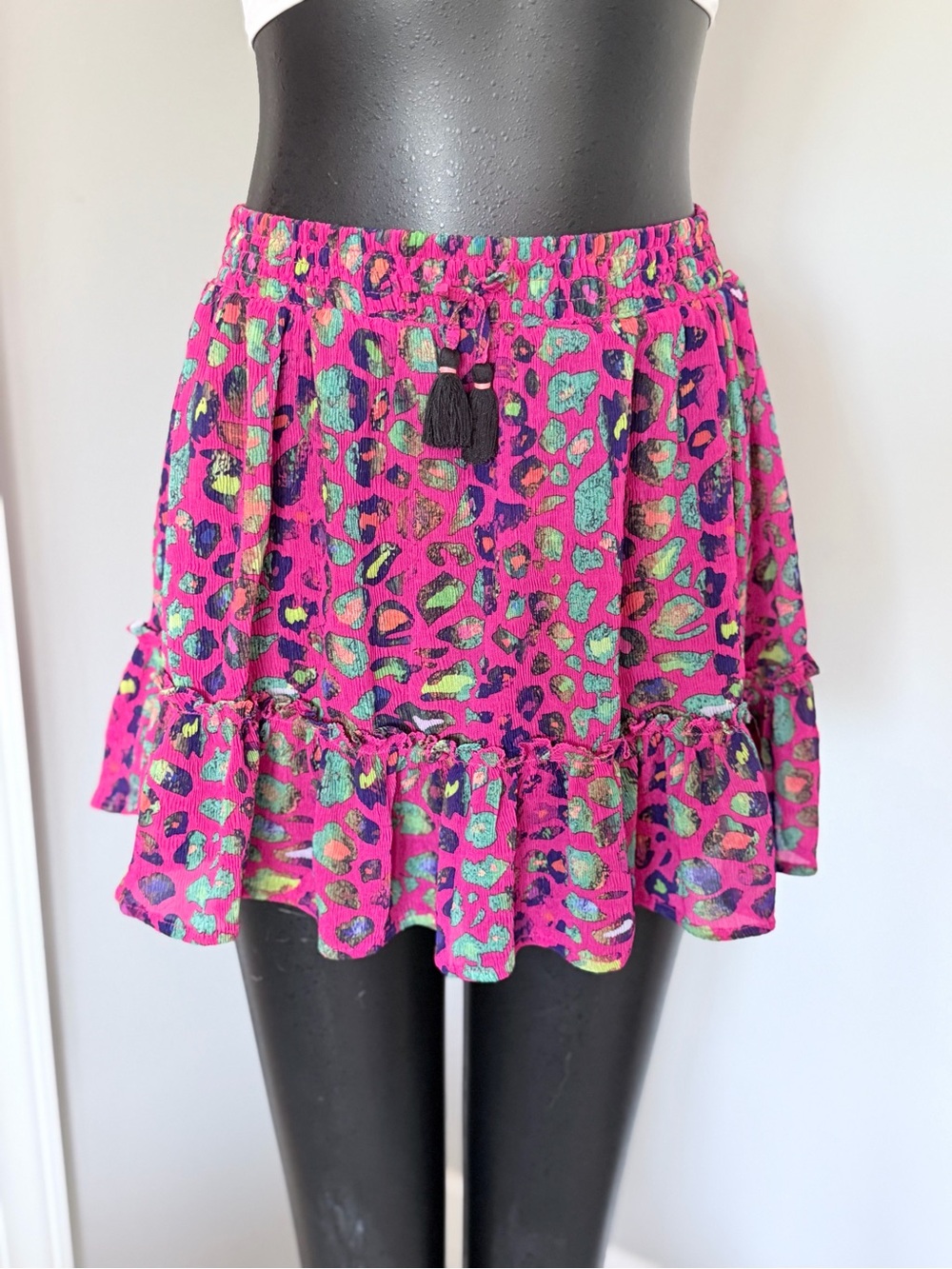 Girls kidpik Multicolored Leopard Ruffle Hem Skirt | M (10)